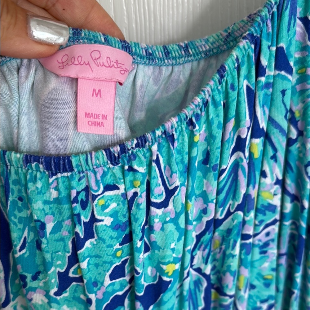 Blue And Green Patterned Romper - image 4